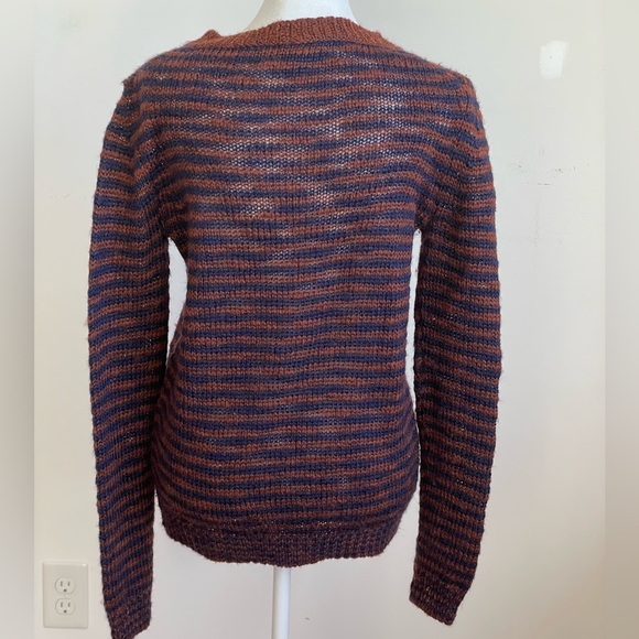 Theory Brown and Navy Stripped Sweater Size Small Petite. - Picture 3 of 6